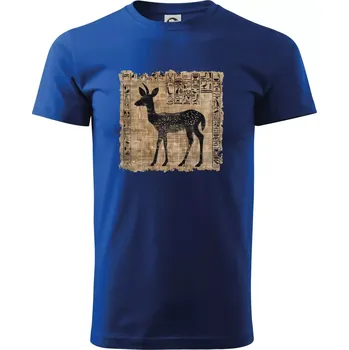 Pánské tričko Egyptské hieroglyfy srnka - Triko extra velké (5-8XL) - 8XL ( Královská modrá )
