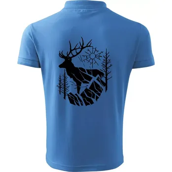 Pánská košile Jelen v lese křivky - Polokošile pánská Pique Polo 203 - 5XL ( Azurově modrá )