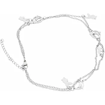 Řetízek Ewena Řetízek dvojitý na kotník stříbrný z chirurgické oceli + dárkové balení