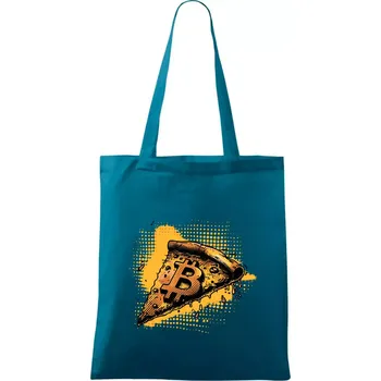 Bitcoin oranžová pizza - Taška bavlněná - 42 x 38 cm ( Petrolejová )