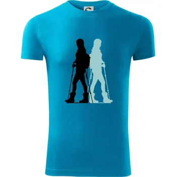 Pánské tričko Nordic walking figury - žena - Viper FIT - Pánské zůžené tričko - L ( Světlý tyrkys )
