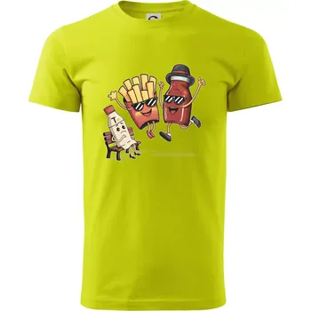 Souboj o hranolky kečup tatarka - Klasické pánské triko vyšší gramáže - 3XL ( Limetková )