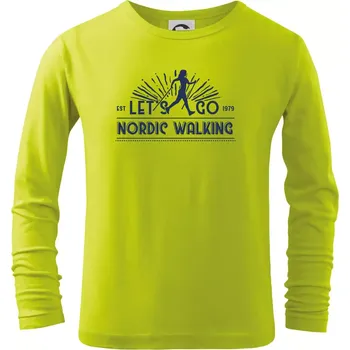 Let's go nordic walking - vintage - Triko dětské Long Sleeve - 146 cm/10 let ( Limetková )
