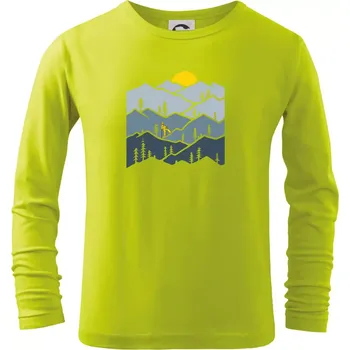 Dětská móda Nordic walking hory - Triko dětské Long Sleeve - 104-110cm / 3-4 roky ( Limetková )