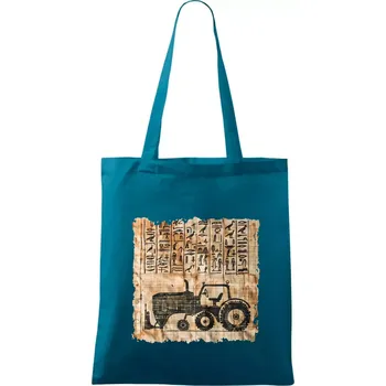 Egyptské hieroglyfy traktor - Taška bavlněná - 42 x 38 cm ( Petrolejová )