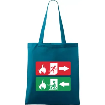 Lidé utíkají, hasiči přibíhají - Taška bavlněná - 42 x 38 cm ( Petrolejová )