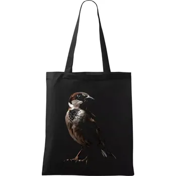 Nákupní taška Vrabec domácí černá fotka - Taška bavlněná - 42 x 38 cm ( Černá )