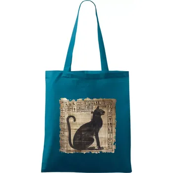Egyptské hieroglyfy kočka - Taška bavlněná - 42 x 38 cm ( Petrolejová )