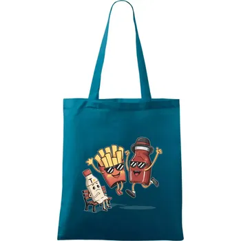 Souboj o hranolky kečup tatarka - Taška bavlněná - 42 x 38 cm ( Petrolejová )