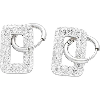 Náušnice Ewena Náušnice stříbrné obdelníčky z chirurgické oceli se zirkony