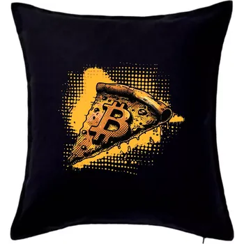 Polštář Bitcoin oranžová pizza - Polštář 50x50 - 50x50 - Pouze potah ( Černá )