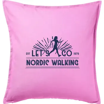 Polštář Let's go nordic walking - vintage - Polštář 50x50 - 50x50 - Pouze potah ( Růžová )