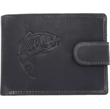 Peněženka Ewena Pánská kožená peněženka černá s motivem Kapra