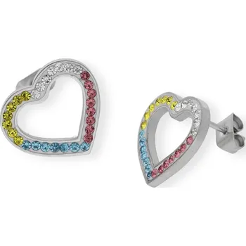 Náušnice Ewena Náušnice srdíčka s kamínky z chirurgické oceli CKR770