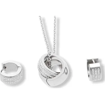 Souprava šperků Ewena Stříbrná souprava z chirurgické oceli kroužky + dárkové balení