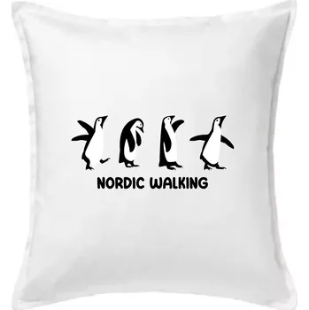Polštář Nordic walking tučňáci - kreslení - Polštář 50x50 - 50x50 - Pouze potah ( Bílá )