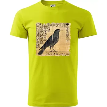 Egyptské hieroglyfy pták - Klasické pánské triko vyšší gramáže - 3XL ( Limetková )