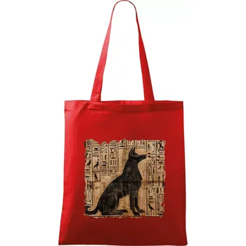Nákupní taška Egyptské hieroglyfy pes - Taška bavlněná - 42 x 38 cm ( Červená )