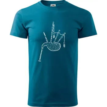 Skotské dudy - Klasické pánské triko vyšší gramáže - S ( Petrolejová )