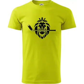 Lev s hokejkou v tlamě - Klasické pánské triko vyšší gramáže - 4XL ( Limetková )