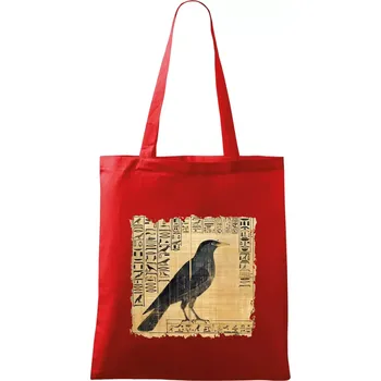 Nákupní taška Egyptské hieroglyfy pták - Taška bavlněná - 42 x 38 cm ( Červená )