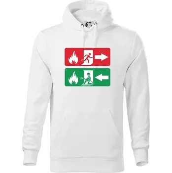 Pánská mikina Lidé utíkají, hasiči přibíhají - Mikina pánská Cape s kapucí - 4XL ( Bílá )