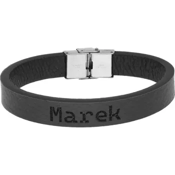 Náramek Ewena Pánský kožený náramek černý se jménem Marek + dárkové balení