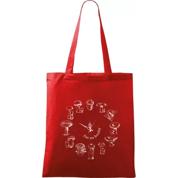 Nákupní taška Čas na houby - Taška bavlněná - 42 x 38 cm ( Červená )