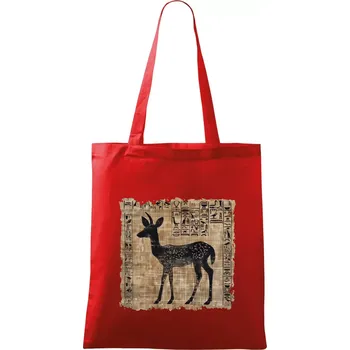 Nákupní taška Egyptské hieroglyfy srnka - Taška bavlněná - 42 x 38 cm ( Červená )
