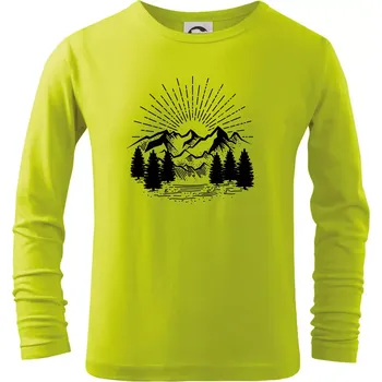 Hory a les - Triko dětské Long Sleeve - 134 cm/8 let ( Limetková )