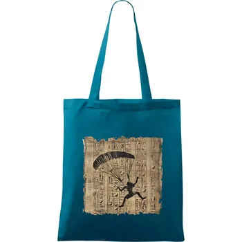 Egyptské hieroglyfy paraglide - Taška bavlněná - 42 x 38 cm ( Petrolejová )
