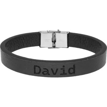Náramek Ewena Pánský kožený náramek černý se jménem David + dárkové balení
