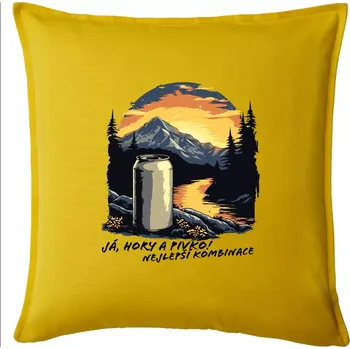 Polštář Já hory a pivko nejlepší kombinace - Polštář 50x50 - 50x50 - Pouze potah ( Žlutá )