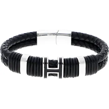 Náramek Ewena Pánsky kožený náramek s ocelovým komponentem + dárkové balení