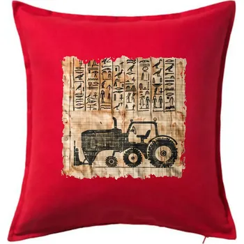 Polštář Egyptské hieroglyfy traktor - Polštář 50x50 - 50x50 - Pouze potah ( Červená )