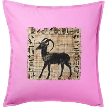 Polštář Egyptské hieroglyfy koza - Polštář 50x50 - 50x50 - Pouze potah ( Růžová )