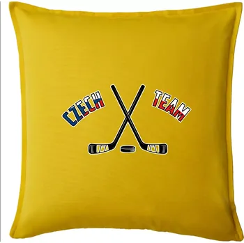 Polštář Czech team - hokejky a puk - Polštář 50x50 - 50x50 - Pouze potah ( Žlutá )