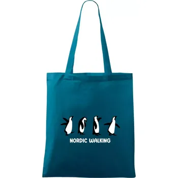 Nordic walking tučňáci - kreslení - Taška bavlněná - 42 x 38 cm ( Petrolejová )