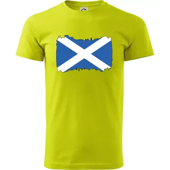 Pánské tričko Skotská vlajka - Klasické pánské triko vyšší gramáže - L ( Limetková )