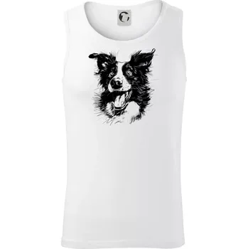 Černobílá karikatura Border kolie - Tílko pánské Core - XL ( Bílá )