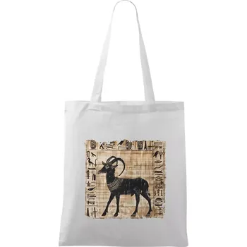 Egyptské hieroglyfy koza - Taška bavlněná - 42 x 38 cm ( Bílá )