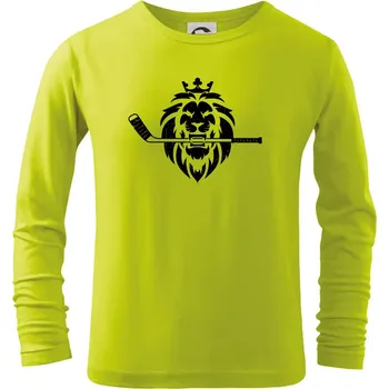 Dětská móda Lev s hokejkou v tlamě - Triko dětské Long Sleeve - 104-110cm / 3-4 roky ( Limetková )
