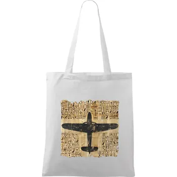 Egyptské hieroglyfy letadlo - Taška bavlněná - 42 x 38 cm ( Bílá )