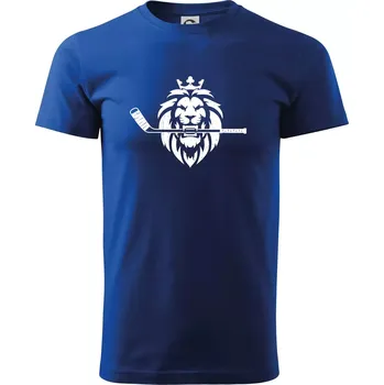Lev s hokejkou v tlamě - Triko extra velké (5-8XL) - 7XL ( Královská modrá )