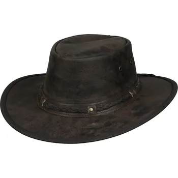 Klobouk Scippis Australský hnědý klobouk kožený - SPRINGBROOK Velikost: 55 cm (S)
