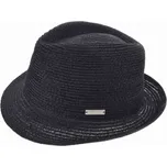 SEEBERGER Černý letní klobouk Trilby Toyo - 100 % sláma Velikost: 57 cm (M)