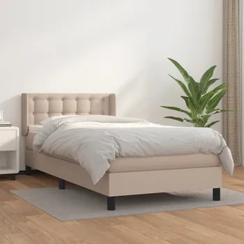 Postel vidaXL Box spring postel s matrací 90x200 cm umělá kůže [3130758] Barva: cappuccino