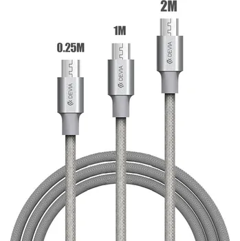 Datový kabel Devia Kabel MICRO-USB - Devia, 3-PACK SET (200cm+100cm+25cm) Gray