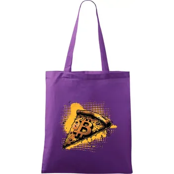 Nákupní taška Bitcoin oranžová pizza - Taška bavlněná - 42 x 38 cm ( Fialová )