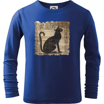 Chlapecké tričko Egyptské hieroglyfy kočka - Triko dětské Long Sleeve - 104-110cm / 3-4 roky ( Královská modrá )
